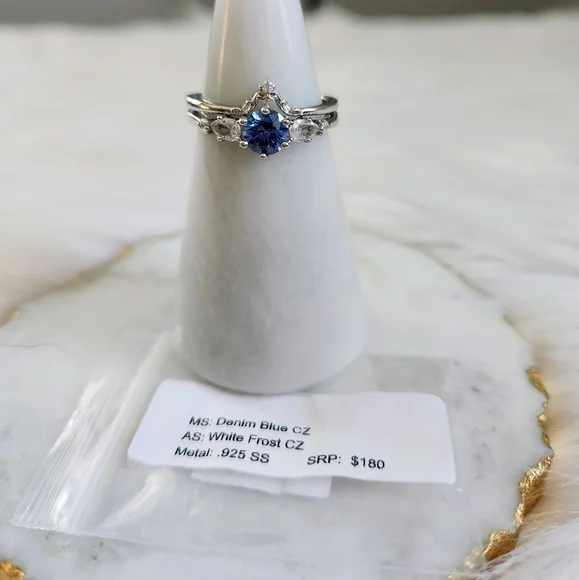 NWT Ryze Denim Blue & White Frost CZ .925 Sterling Silver Rings - Size 10 - Picture 7 of 12